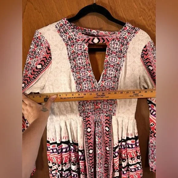 Sold Free People Urban Outfitters Boho Teagan Border Print dress size 12 - Picture 9 of 13